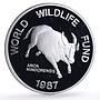 Philippines 200 piso Mindoro Bull Wildlife WWF Fauna proof silver coin 1987