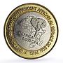 Benin 6000 francs Mathieu Kerekou Elephant Four Africa Fantasy bimetal coin 2003
