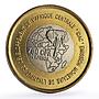 Cameroon 750 francs Pygmees Pygmies Elephant 1/2 Africa bimetal coin 2005
