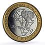 Gabon 4500 francs Omar Bongo Elephant Three Africa Fantasy bimetal coin 2005