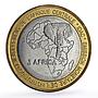 Gabon 4500 francs Pope John Paul II Elephant Three Africa X#17 bimetal coin 2007
