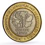 Togo 6000 francs Eyadema Elephant Four Africa Fantasy X#22 bimetal coin 2003