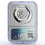 Mexico 5 pesos Lapida Tumba Palenque Precolombina Maya PF68 NGC silver coin 1994