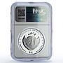 Palau 5 dollars Green Black Butterfly Wildlife Fauna PF69 NGC silver coin 2008