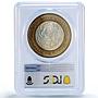 Mexico 100 pesos Don Quijote Cervantes Literature MS63 PCGS bimetal coin 2005