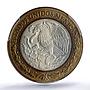 Mexico 10 pesos Republic Coinage Aztec Sun Stone MS67 PCGS bimetal coin 1993