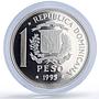 Dominican Republic 1 peso United Nations UN Doves Birds proof silver coin 1995