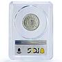 Mozambique 10 escudos Portugal Coinage KM-79 MS62 PCGS silver coin 1955