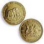 Uganda 4000 shillings Elephants Wildlife Fauna Pattern SP66 PCGS brass coin 1995