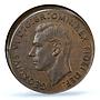 Australia 1 penny George VI Broadstruck Mint Error AU58 PCGS bronze coin 1949