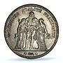 France 5 francs Hercules Liberty Equality Fraternity MS62 PCGS silver coin 1873