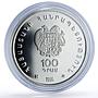 Armenia 100 dram Chess Olympiad Mount Ararat Stork Bird proof silver coin 1996
