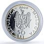 Moldova 50 lei Saharna Monastery Church Religion Architecture silver coin 2000