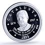 Spain Catalonia 5 ecu Enric Prat de la Riba History proof silver coin 1995