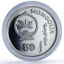 Mongolia 50 togrog Discovery America Columbus Ship proof silver coin 1992