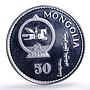 Mongolia 50 togrog Discovery America Columbus Ship proof silver coin 1992