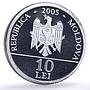Moldova 10 lei Imperial Eagle Red Book Wildlife Bird Fauna silver coin 2005