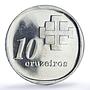 Brazil 10 cruzeiros Central Bank Castello Branco Politics silver coin 1975