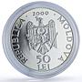 Moldova 50 lei Hirbovat Monastery Church Religion Architecture silver coin 2000