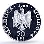 Moldova 50 lei Hirbovat Monastery Church Religion Architecture silver coin 2000