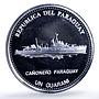 Paraguay 1 guarani Canonero Central Bank Anniversary Ship proof silver coin 2002