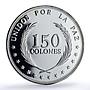 El Salvador 150 colones United Peace Unidos Paz Chapultepec silver coin 1992