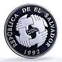 El Salvador 150 colones United Peace Unidos Paz Chapultepec silver coin 1992