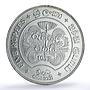 Sri Lanka Ceylon 5 rupees Buddhism 2500 Years Animals Religion silver coin 1957