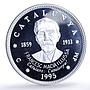 Spain Catalonia 25 ecu Francesc Macia Llussa History proof silver coin 1995