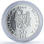 Moldova 50 lei Raciula Monastery Church Religion Architecture silver coin 2000