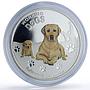 Tuvalu 1 dollar Golden Retreiver Working Dogs Color proof silver coin 2011