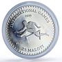 Lesotho 25 maloti Hurdling International Games Rainbow Toned silver coin 1984