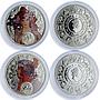 Niue 1 dollar x 12 Zodiac Signs Mucha Art Color proof silver coins 2010 - 2011