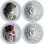 Niue 1 dollar x 12 Zodiac Signs Mucha Art Color proof silver coins 2010 - 2011