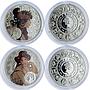 Niue 1 dollar x 12 Zodiac Signs Mucha Art Color proof silver coins 2010 - 2011