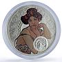 Niue 1 dollar Pisces Zodiac Signs Mucha Art Color proof silver coin 2011
