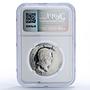 Philippines 25 piso Reagan Aquino Visit Politics PF69 NGC silver coin 1986
