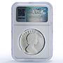 Tokelau 1 tala Man and Child Fishing Boat Ship PF66 NGC silver coin 1982