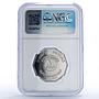 Iraq 1 dinar Hussein Iraqi Army Air Forces Plane Jet MS66 NGC nickel coin 1981