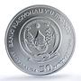 Rwanda 50 francs Gorilla African Ounce Wildlife Fauna MS70 PCGS silver coin 2008
