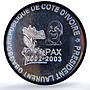 Ivory Coast 150000 francs Gbagbo 100 Africa Elephant MS67 PCGS silver coin 2003