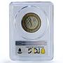 Mexico 10 pesos Republic Coinage Aztec Sun Stone UNC PCGS bimetal coin 1999