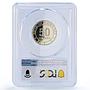 Costa Rica 50 colones Menelaus Blue Morpho Butterfly Fauna PR67 PCGS coin 2023