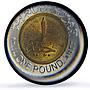 Egypt 1 pound Suez Canal Reverse Mule Ship MS64 PCGS bimetal coin 2011 (2015)