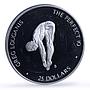 Marshall Islands 50 dollars Louganis Jackknife Perfect 10 proof silver coin 1988