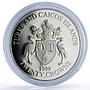 Turks and Caicos Islands 20 crowns Kingfisher Bird Fauna proof silver coin 1999