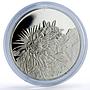 Turks and Caicos Is. 20 crowns Chrysanthemum Flower Flora proof silver coin 1999