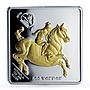 Mongolia 500 togrog Equestrian Horseman Da Vinci Art Gilt proof silver coin 2005