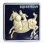 Mongolia 500 togrog Equestrian Horseman Da Vinci Art Gilt proof silver coin 2005
