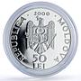 Moldova 50 lei Hirjauca Monastery Religion Architecture silver coin 2000